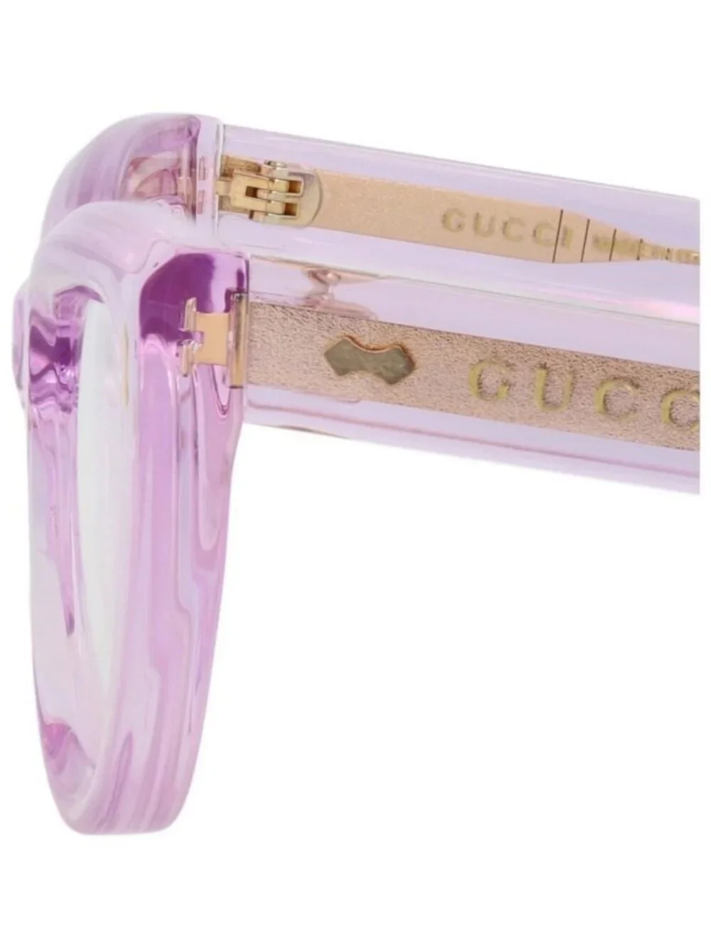 New Gucci Womens Cat Eye Violet Violet Transparent Fashion Designer Eyeglasses